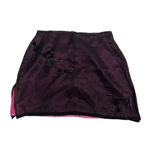 Black Pink Flower Mini Skirt